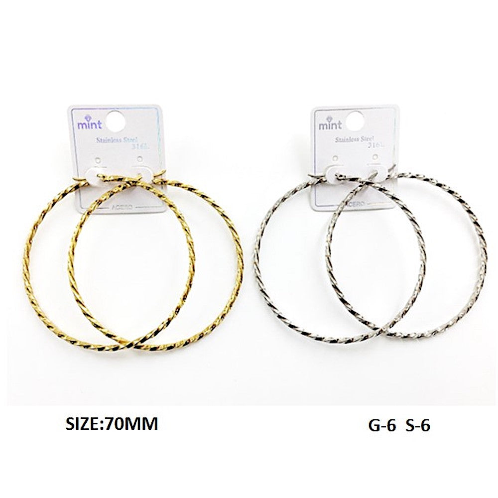 TE5005 - 70MM Stainless Steel Twist Hoops