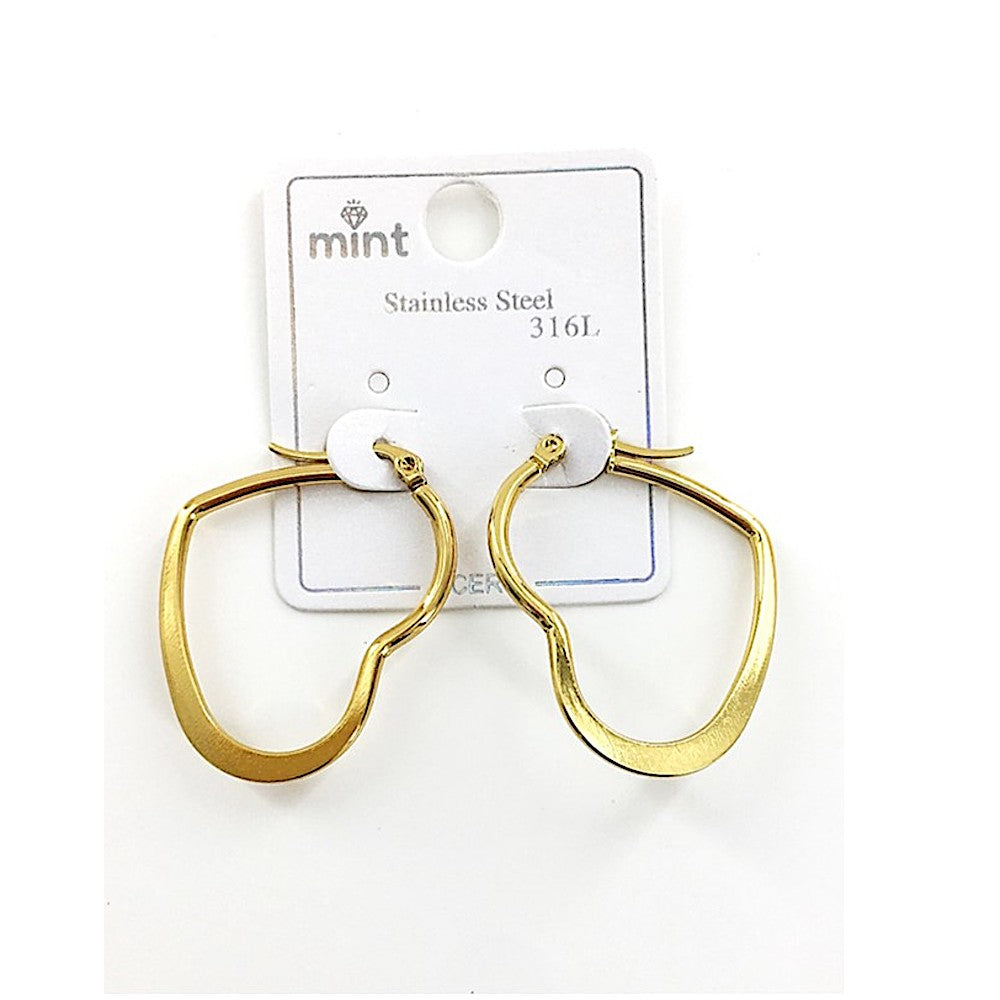 TE5006 - 30MM Stainless Steel Flat Heart Hoops