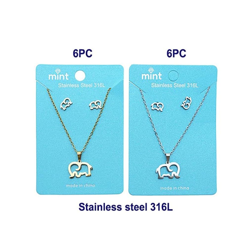 Stainless Steel Elephant Cutout Pendant Necklace