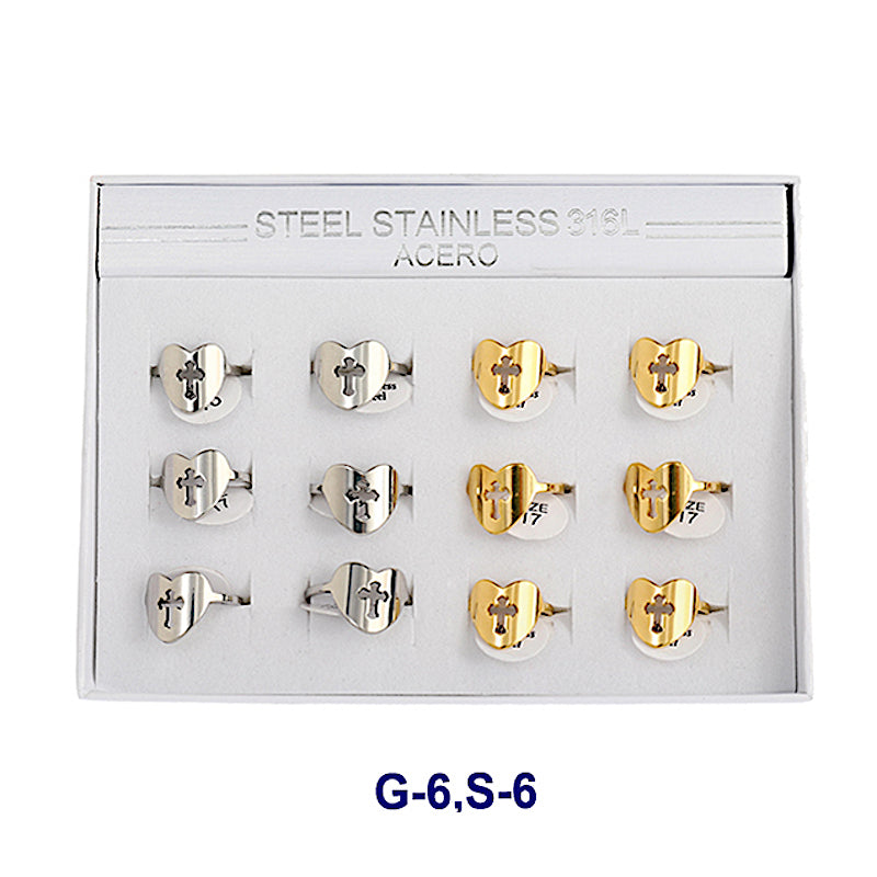 Stainless Steel Heart Cross Ring