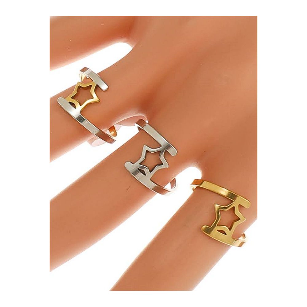 TR1639 - Stainless Steel Star Ring