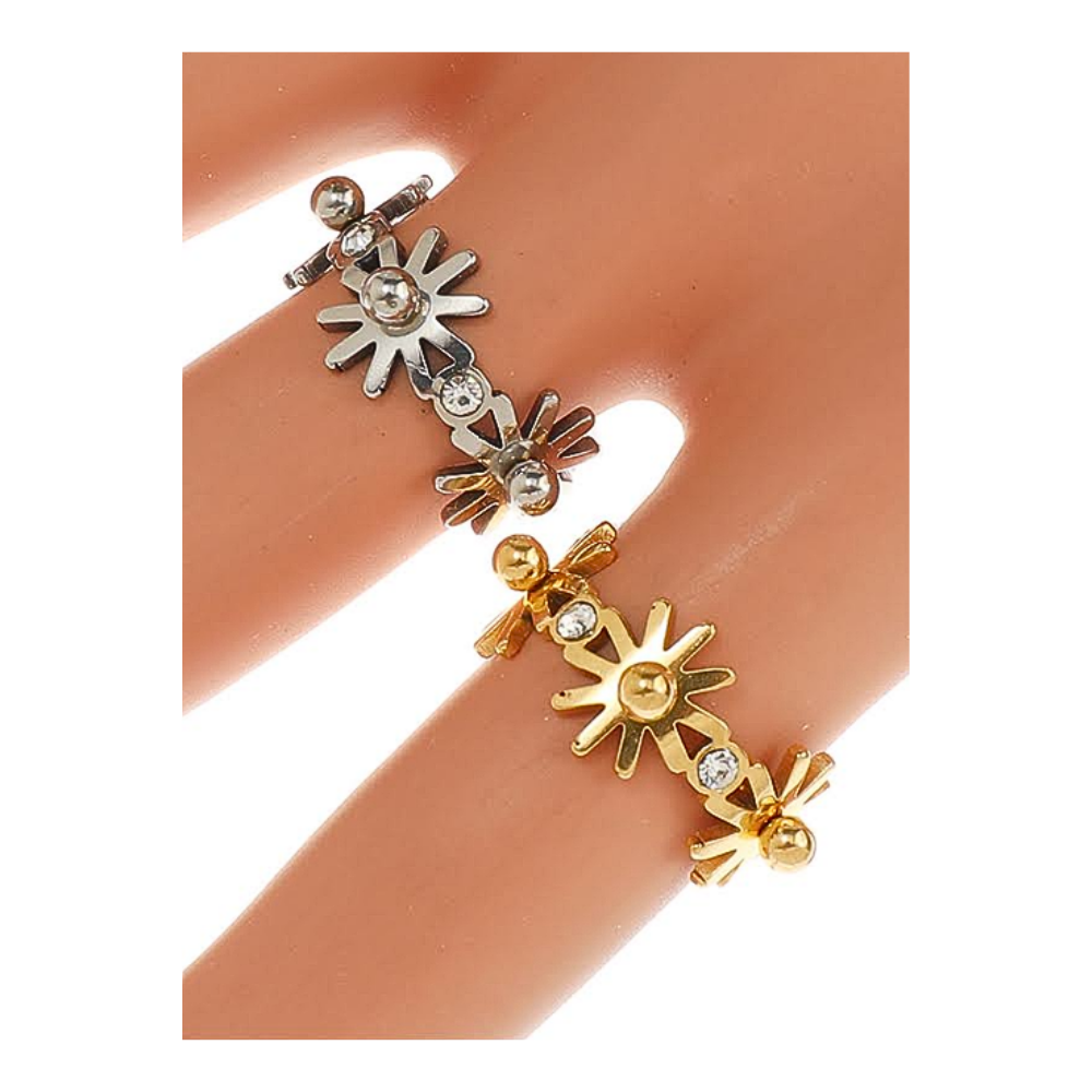 TR1647 - Stainless Steel Flower Ring