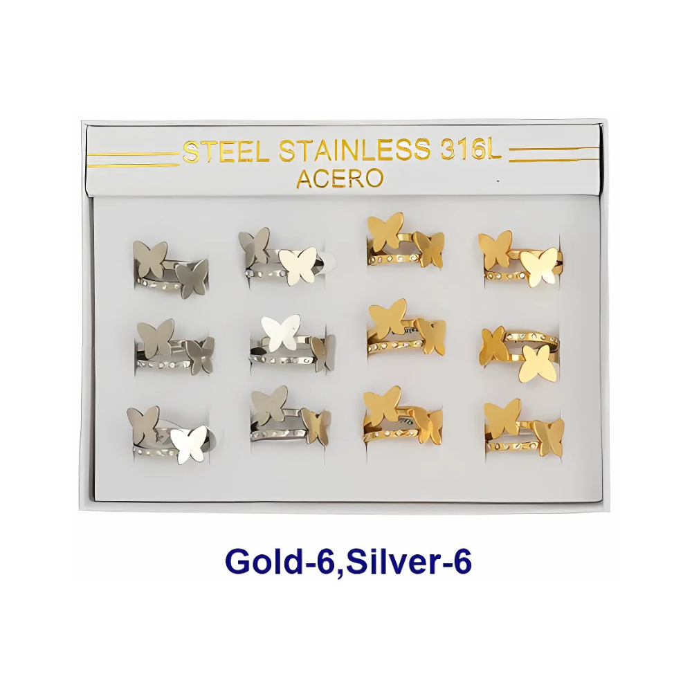 TR1655 - Stainless Steel Double Butterfly Ring