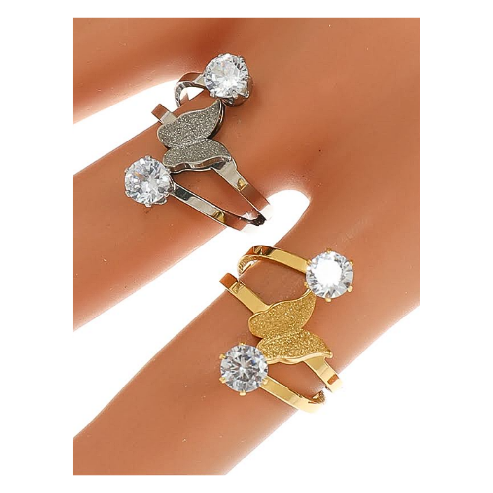 TR1658 - Stainless Steel Butterfly Twist Ring