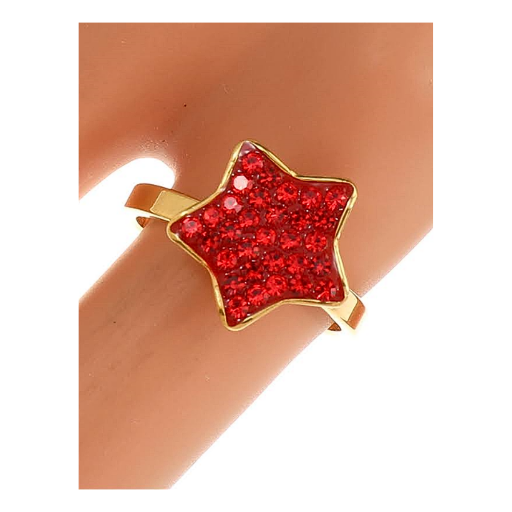 TR1782 - Stainless Steel Pavé Star Ring