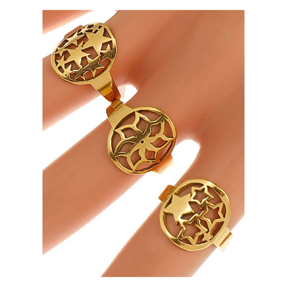 TR1795 - Stainless Steel Star Cutout Ring