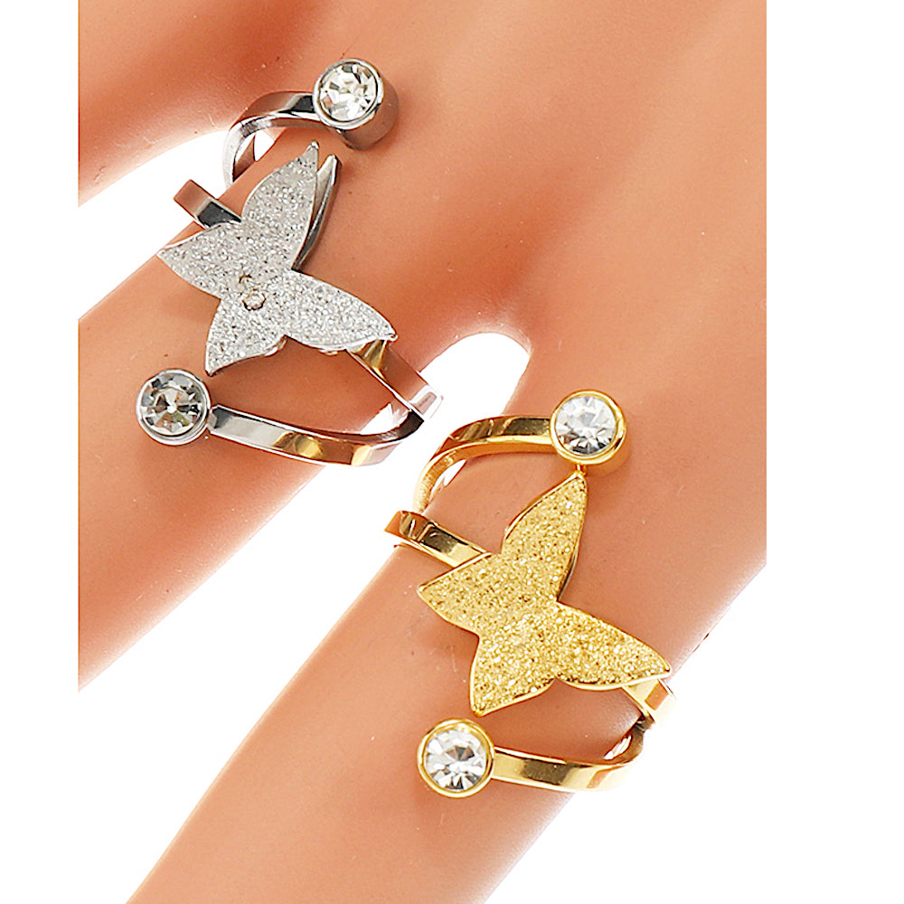 TR1901 - Stainless Steel Brushed Butterfly Ring