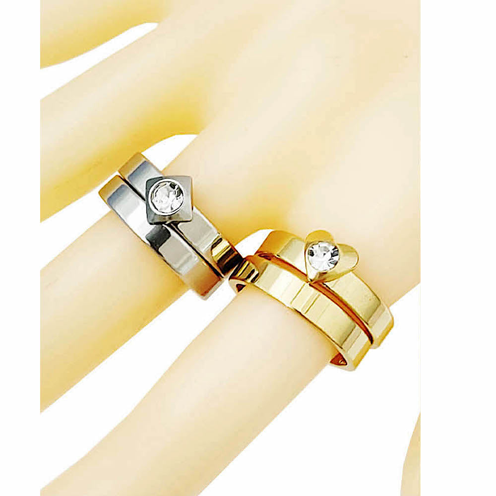 TR1905 - Stainless Steel Heart Band Ring