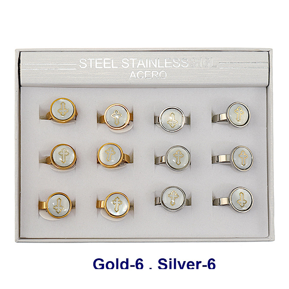 TR1917 - Stainless Steel Cross Shell Ring