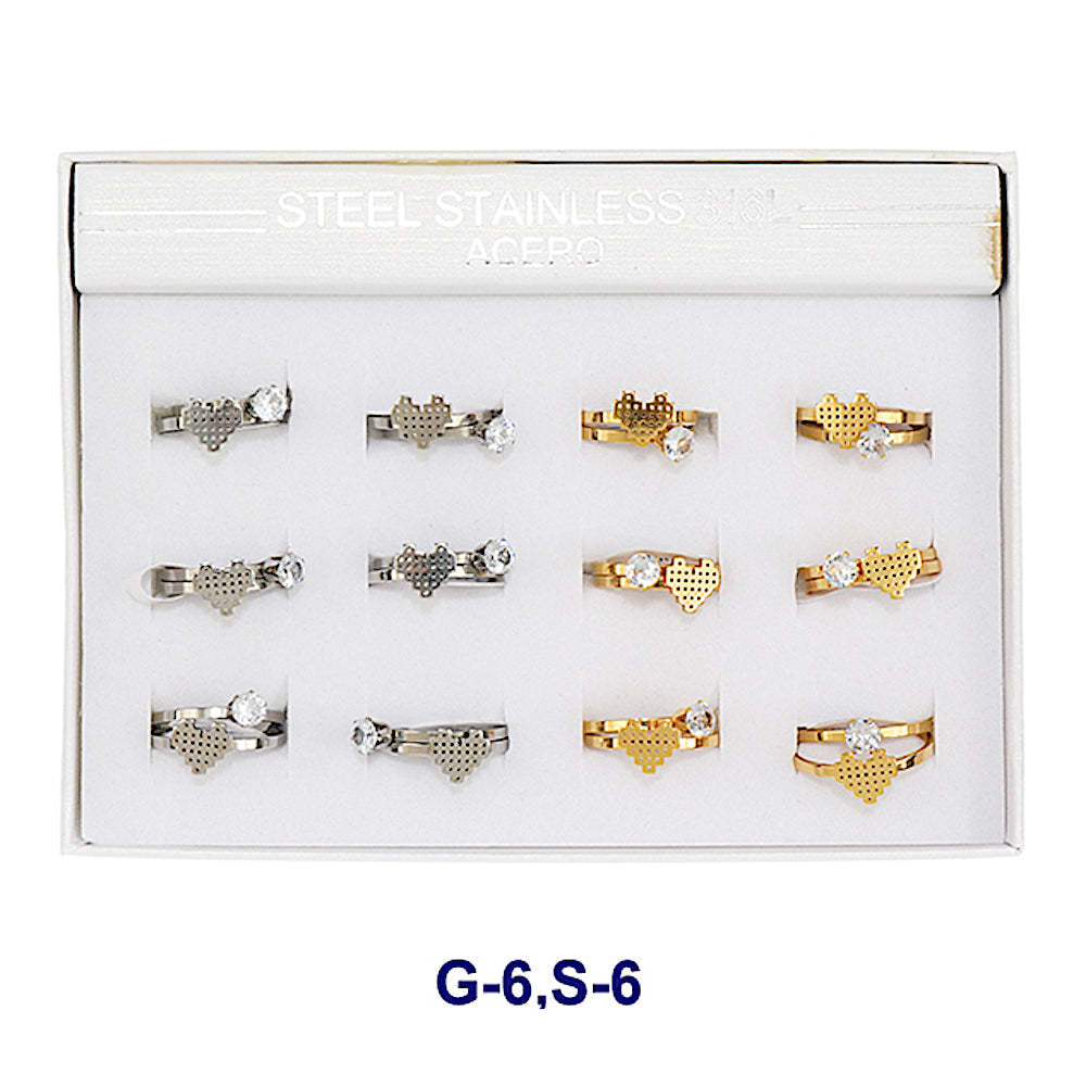 TR1952 - Stainless Steel Pixel Heart Ring