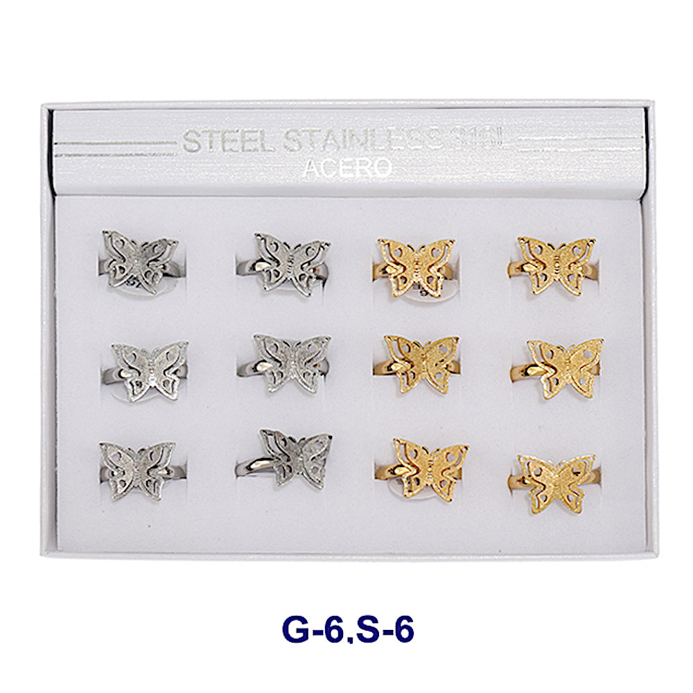 TR1953 - Stainless Steel Sand Blasted Butterfly Ring