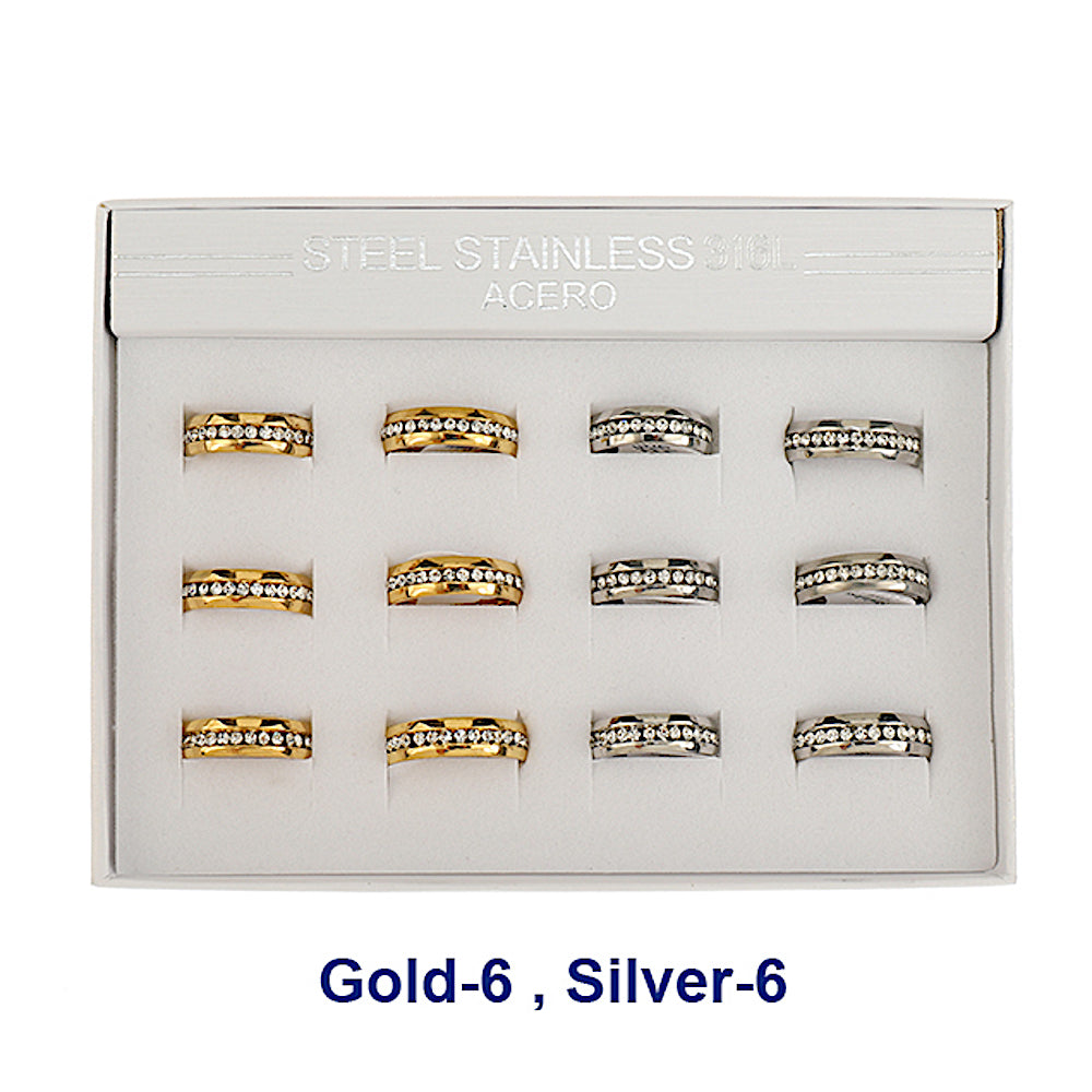 TR1963 - Stainless Steel Rhinestone Ring