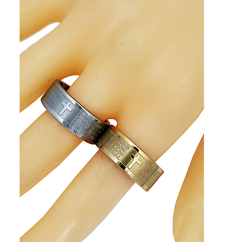 TR1980 - Stainless Steel Cross Prayer Ring