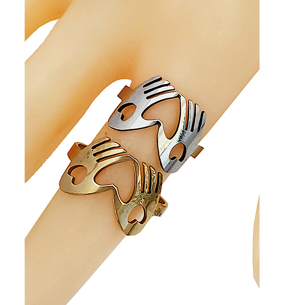 TR1990 - Stainless Steel Heart Hands Ring