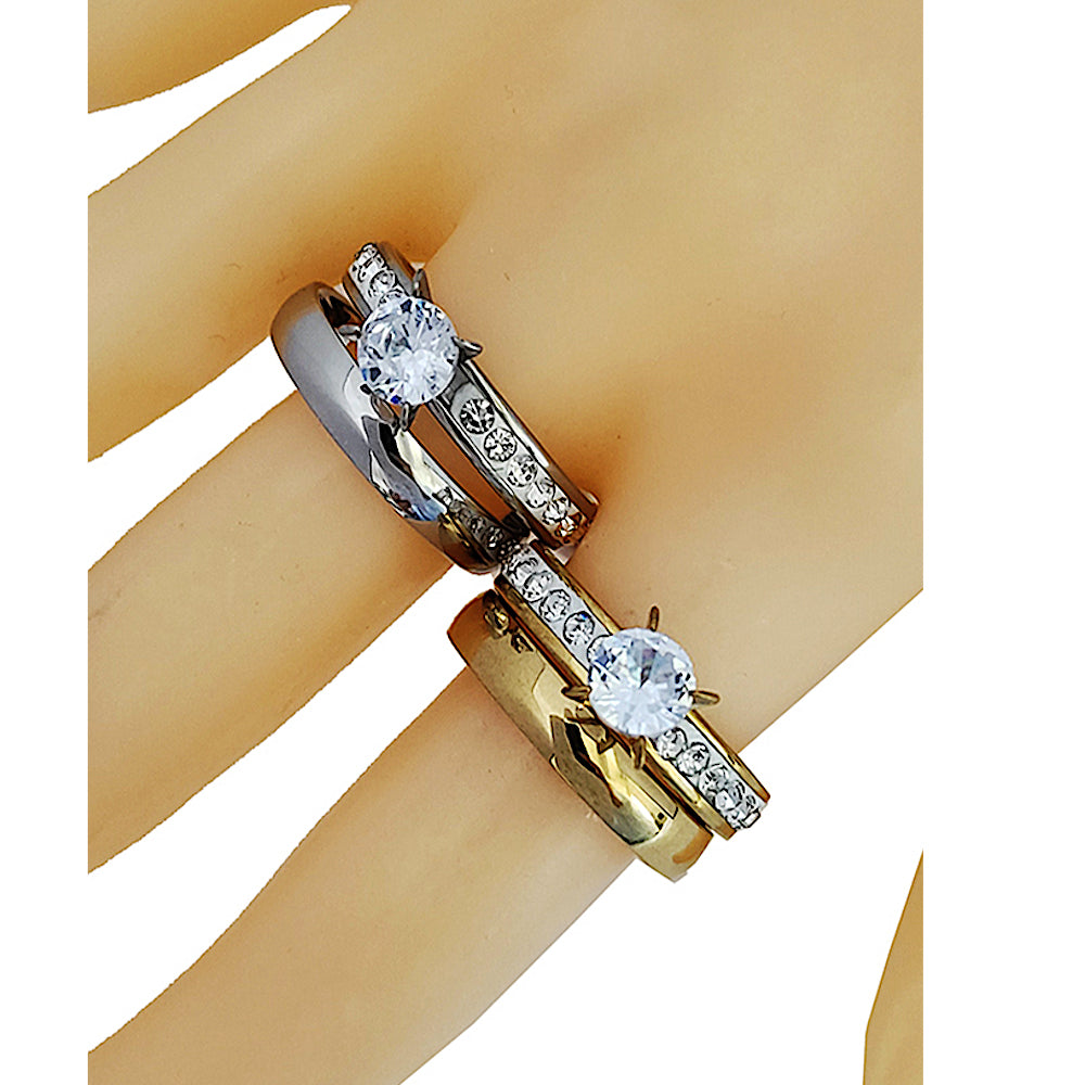 Stainless Steel Diamond Ring