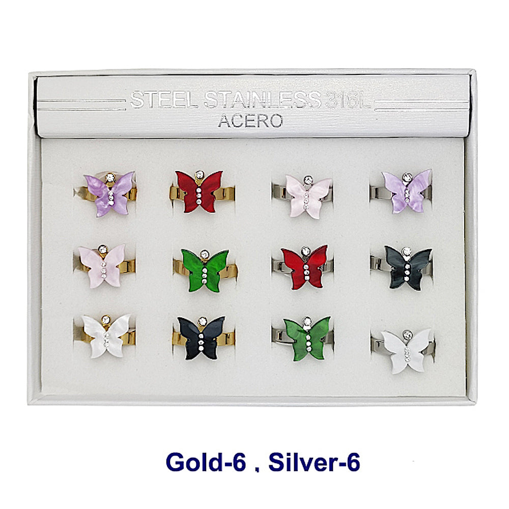 TR1953 - Stainless Steel Resin Butterfly Ring