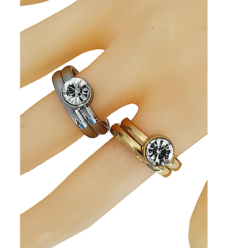 Stainless Steel Diamond Ring