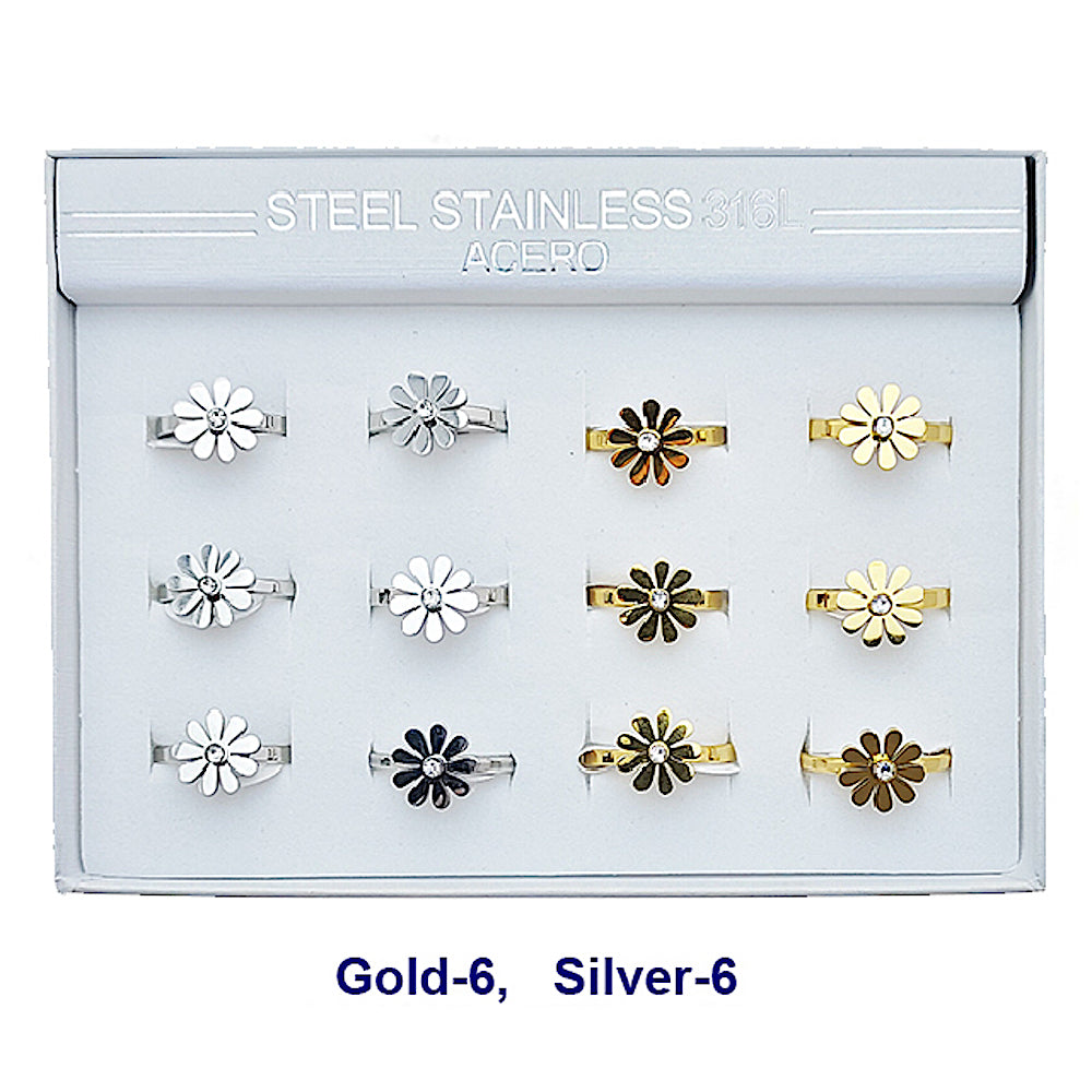 TR2064 - Stainless Steel Flower Ring