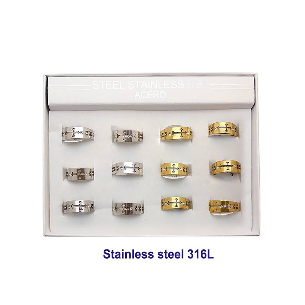 Stainless Steel Vintage Cross Cutout Ring