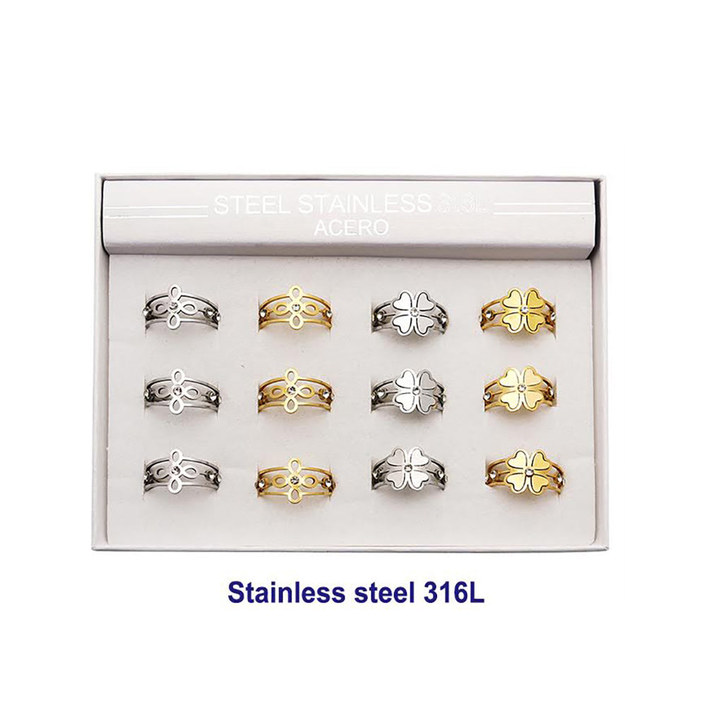 Stainless Steel Open Band Clover Ring