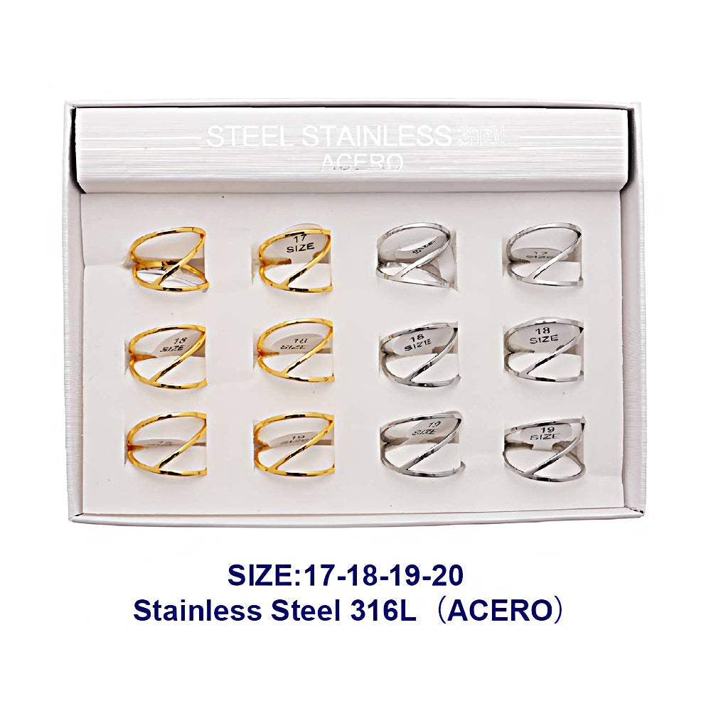 Stainless Steel Diagonal Line Ring