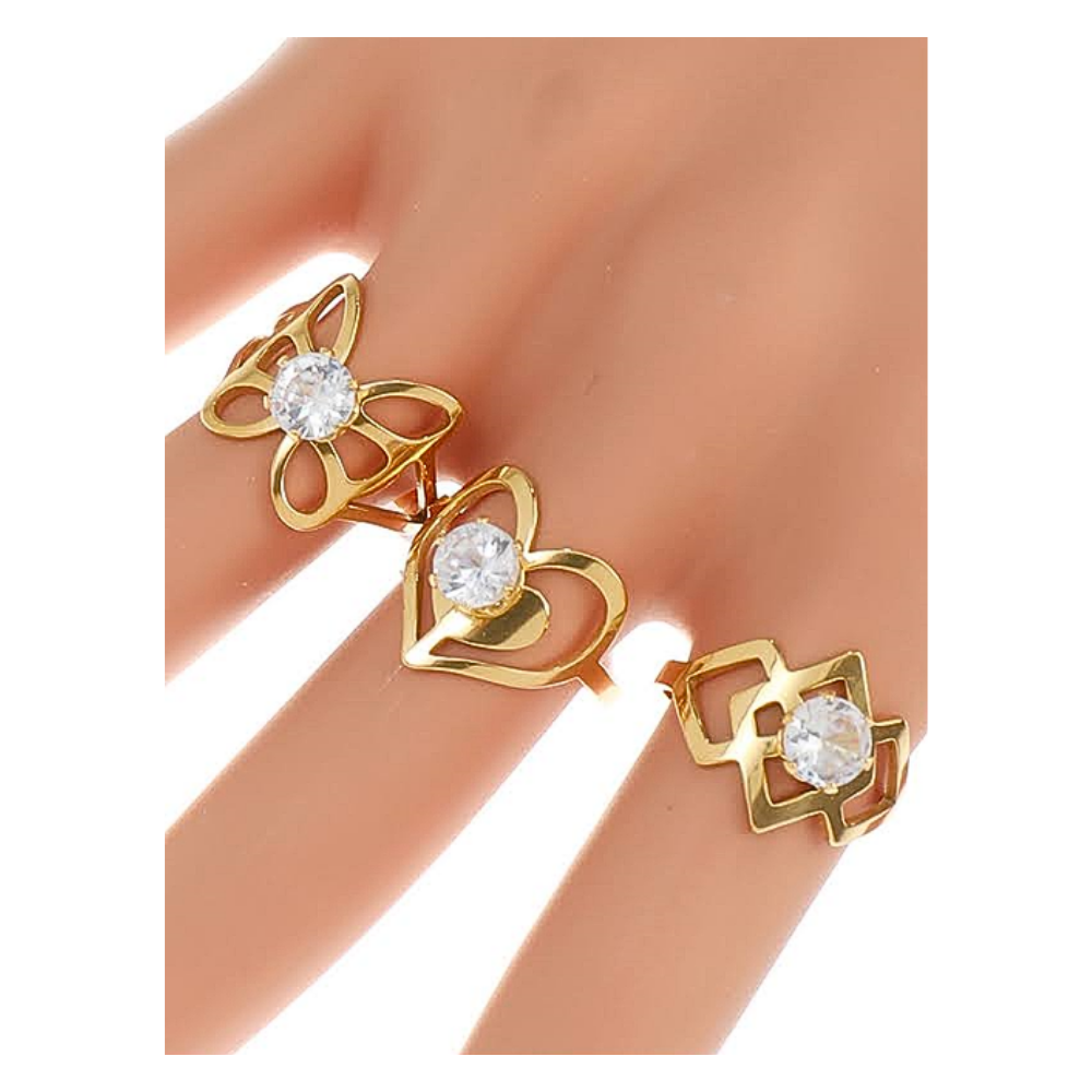 TR1464 - Stainless Steel Diamond Shapes Ring