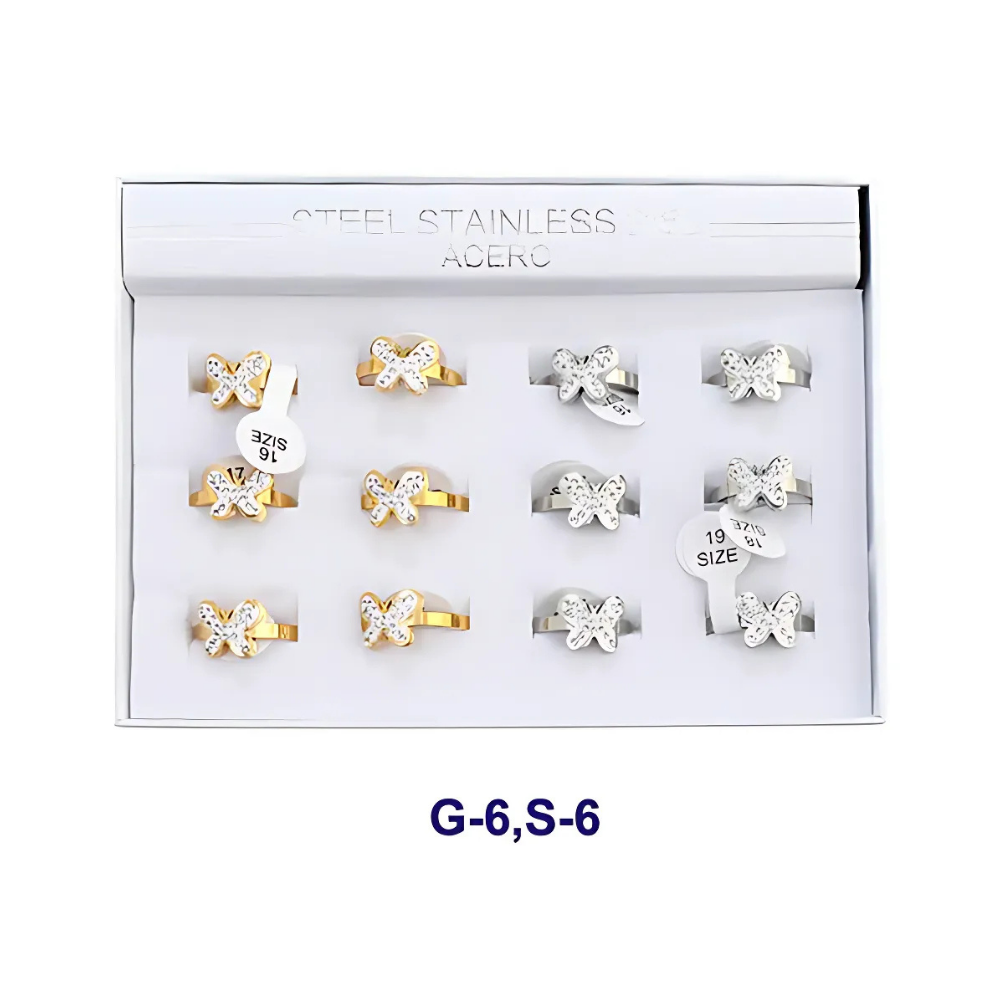 Stainless Steel Pavé Butterfly Ring