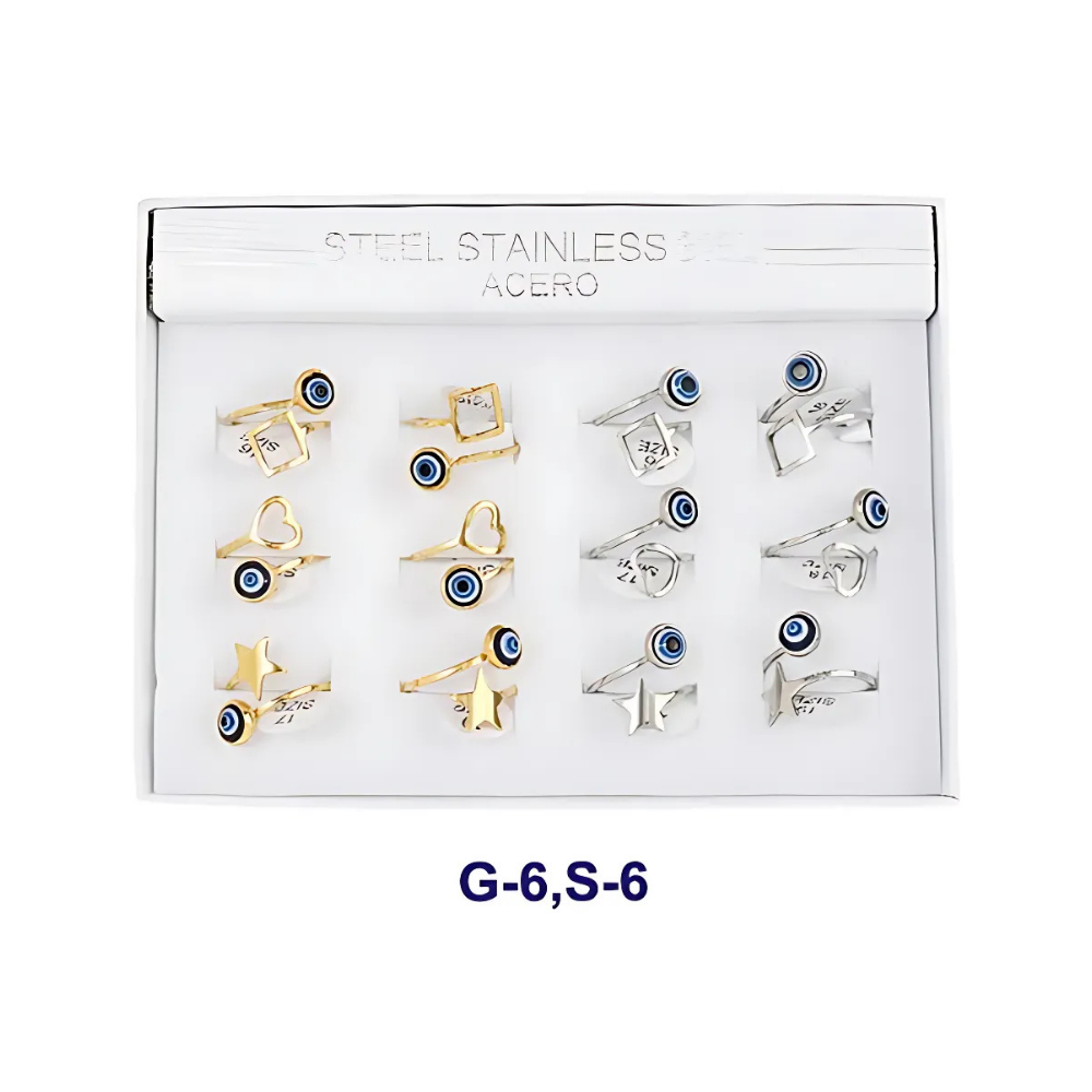 TR1536-1 - Stainless Steel Evil Eye Twist Ring