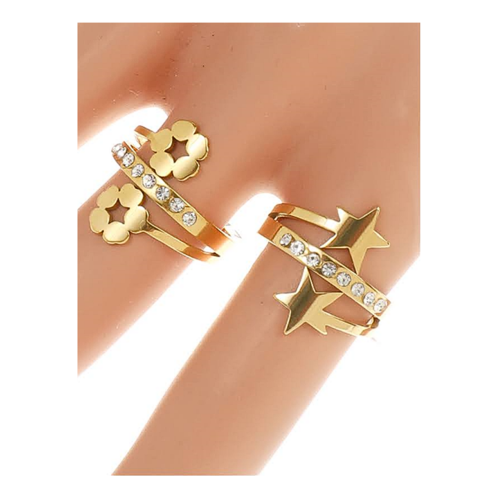 TR1562 - Stainless Steel Star Flower Twist Ring