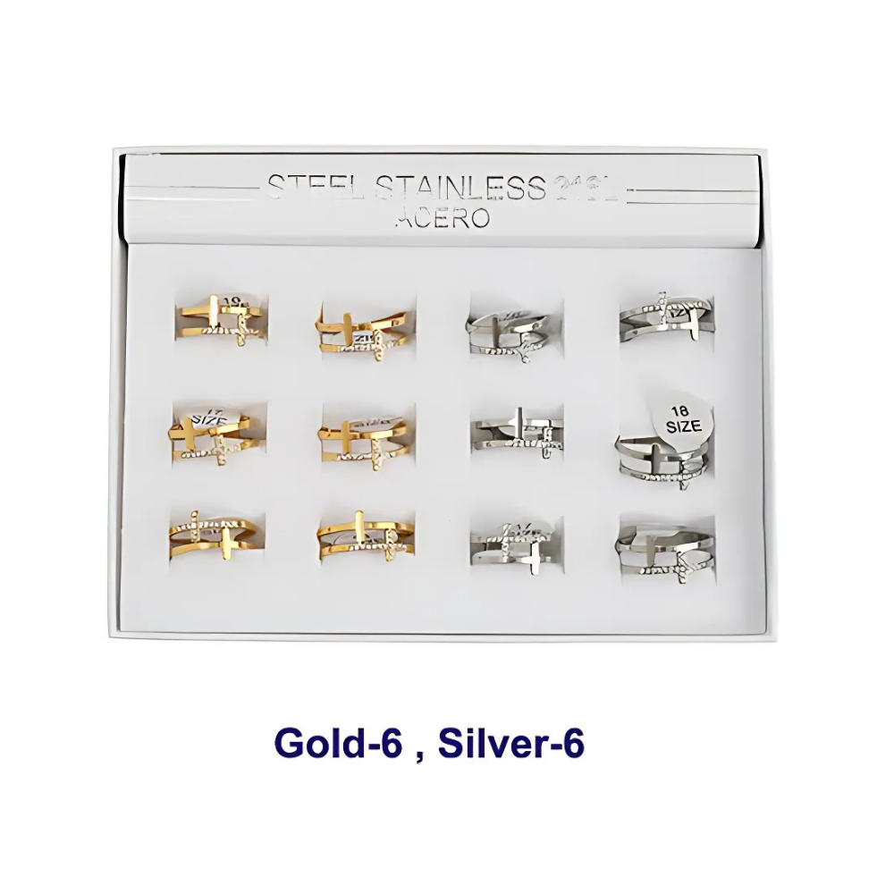 TR1752 - Stainless Steel Double Cross Ring
