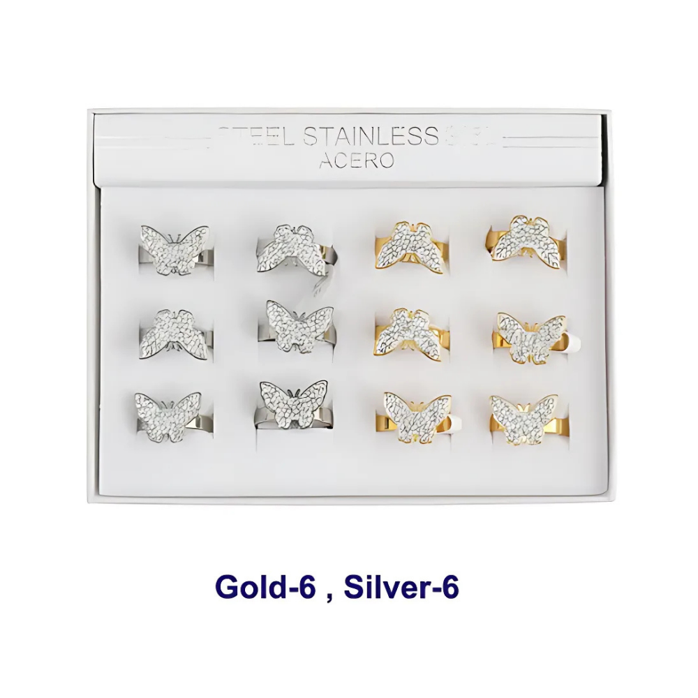 Stainless Steel Pavé Butterfly Ring