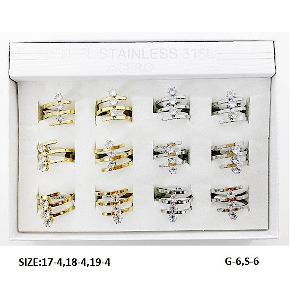 TR5008 - Stainless Steel Diamond Twist Ring