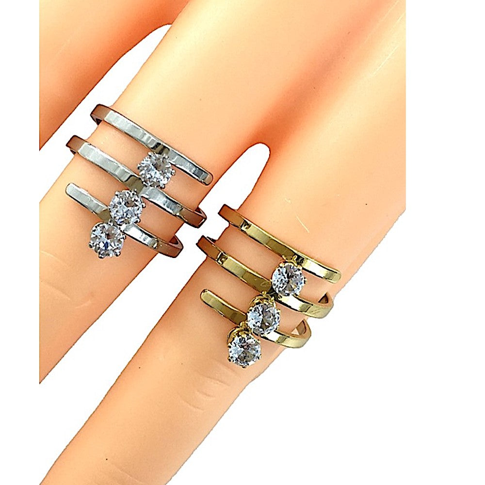 TR5008 - Stainless Steel Diamond Twist Ring