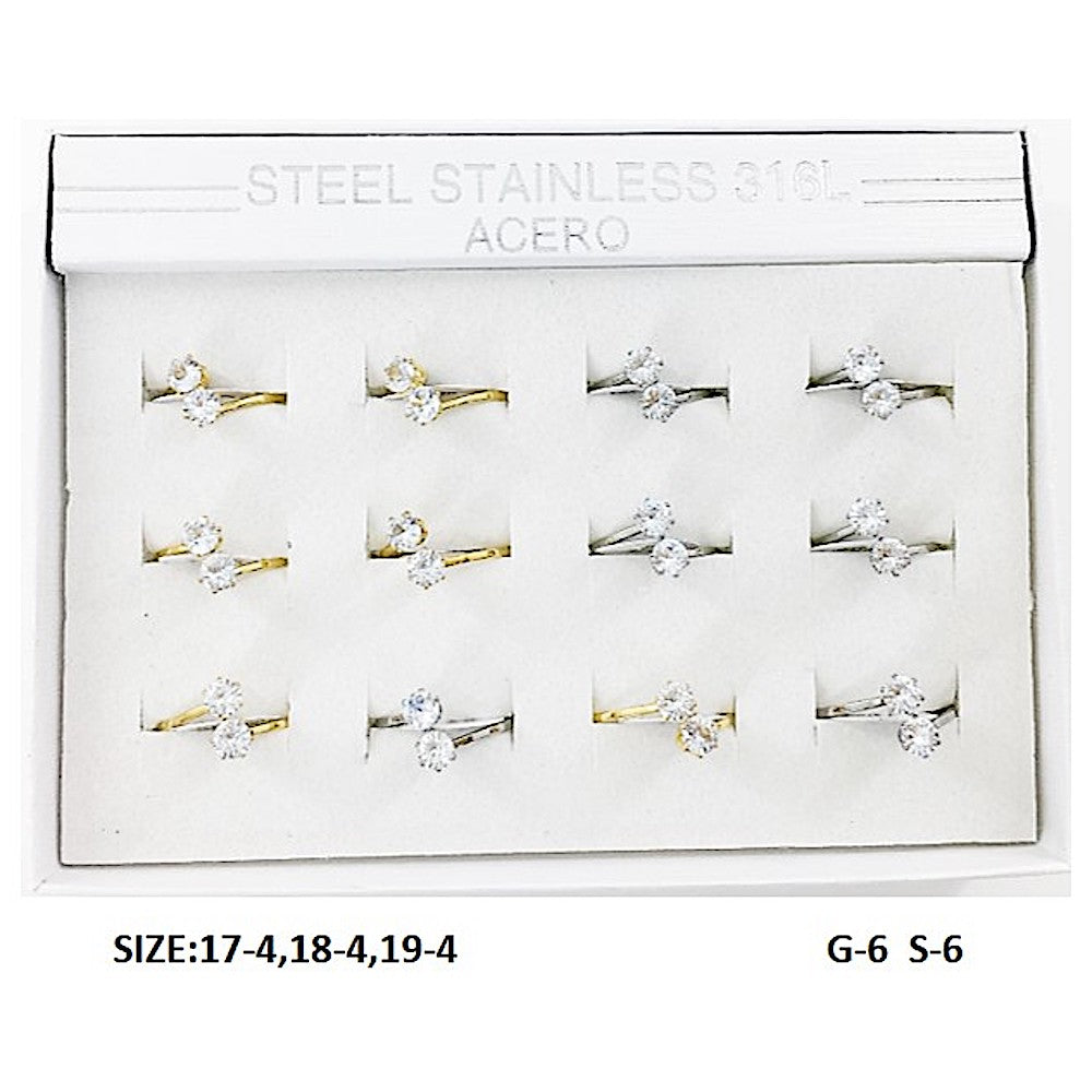 TR5031 - Stainless Steel Diamond Twist Ring