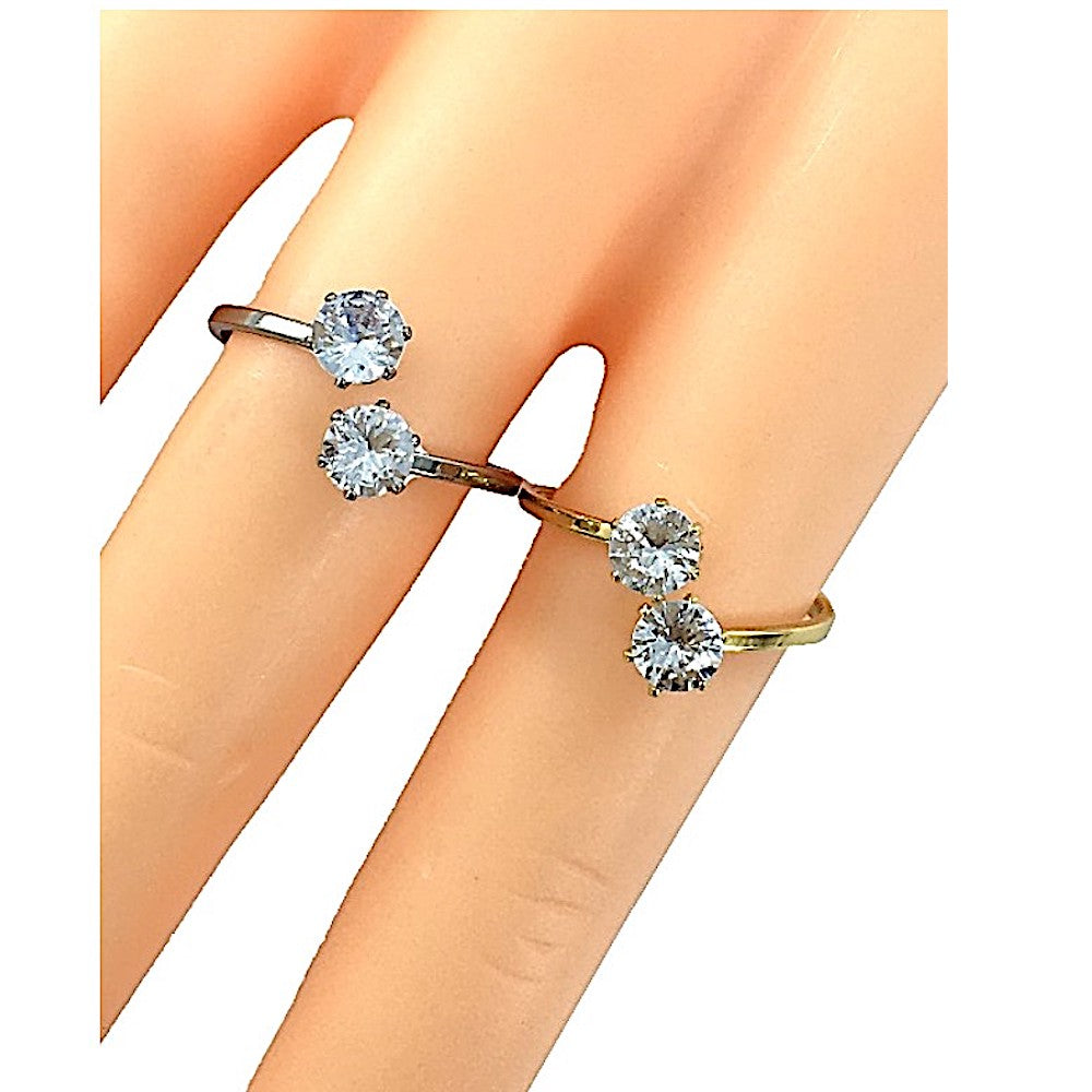 TR5031 - Stainless Steel Diamond Twist Ring