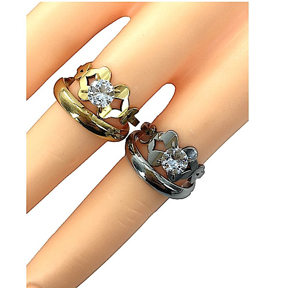 Stainless Steel Diamond Ring