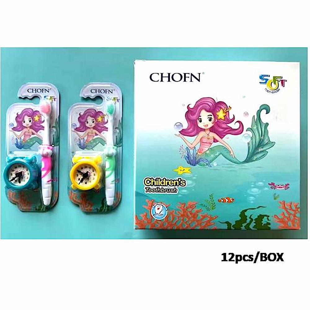 12 PCS Children's Toothbrush & Clock Toy Set