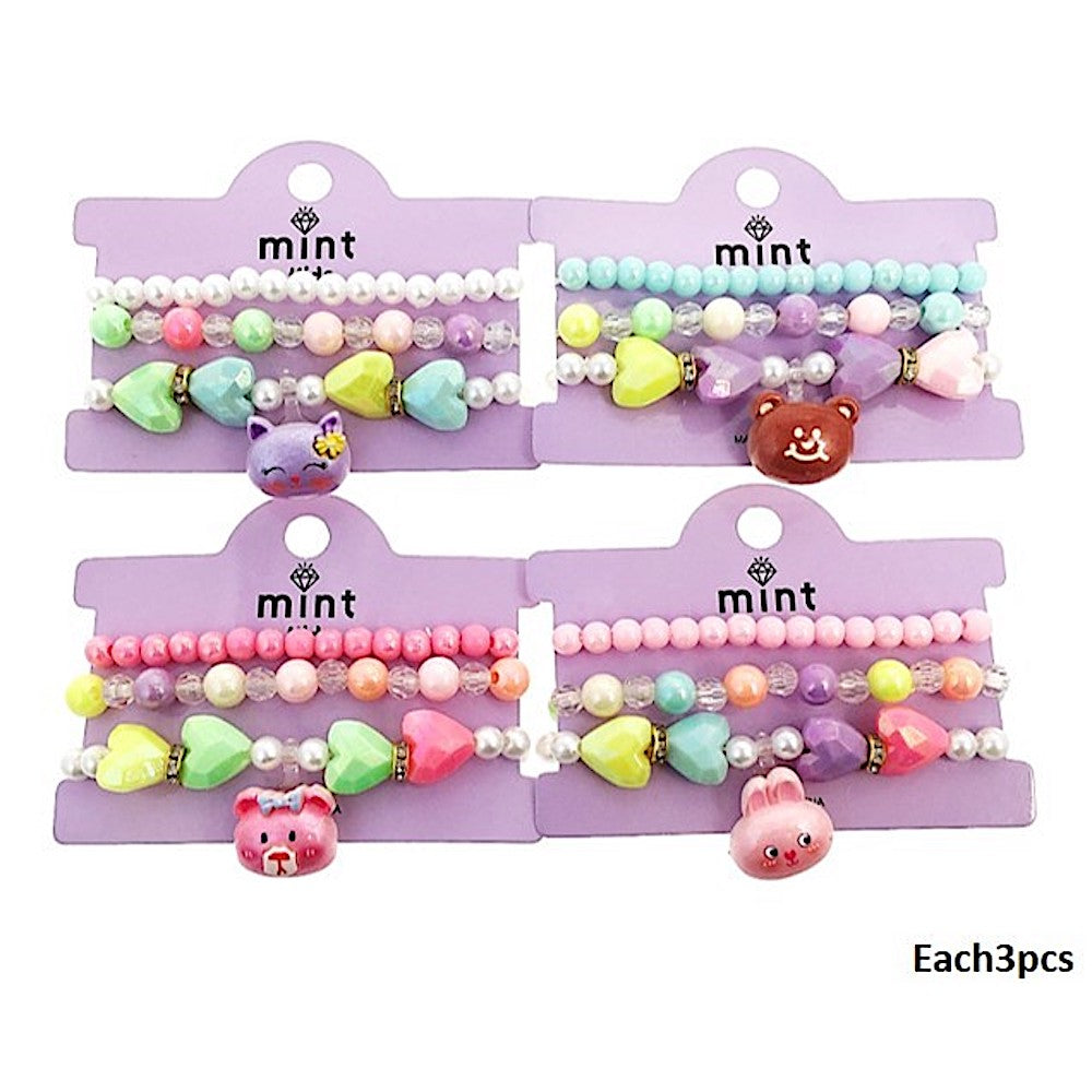 Cute Animals Charm Bead Stretch Bracelet Set