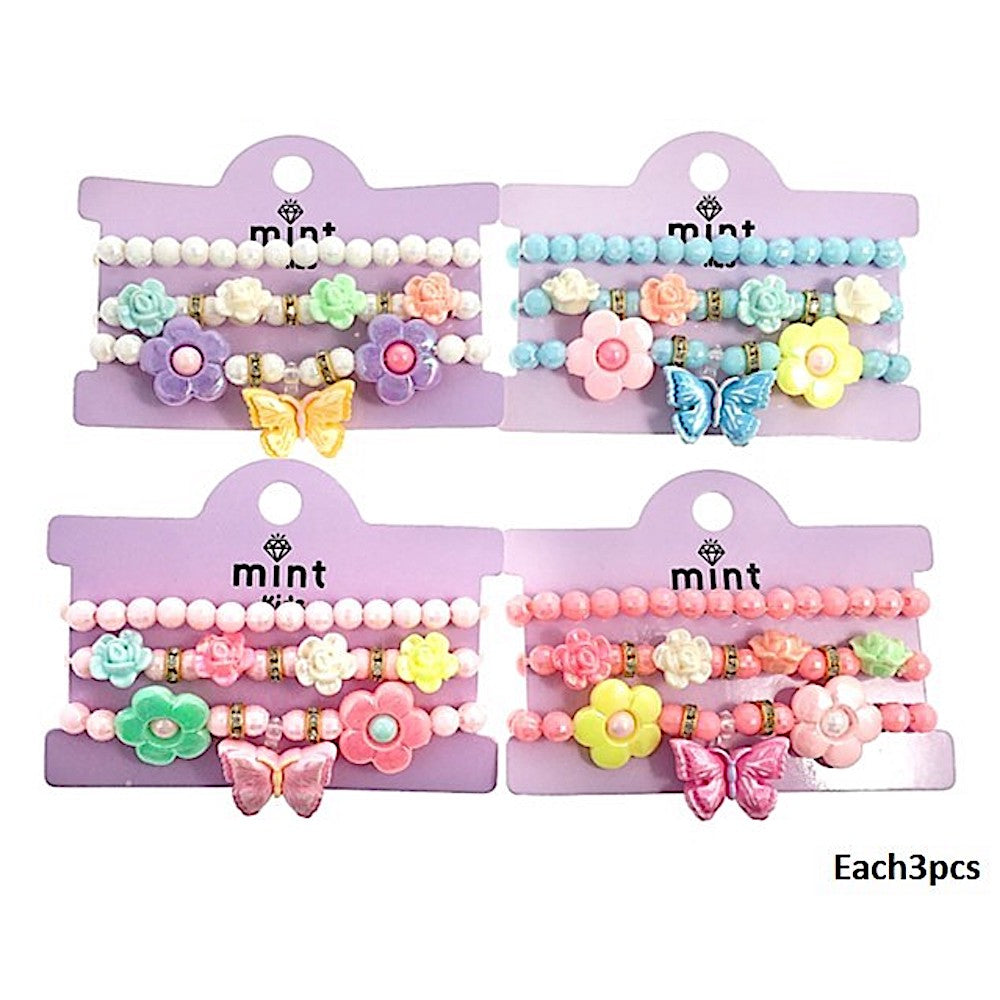 Butterfly Charm Bead Stretch Bracelet Set