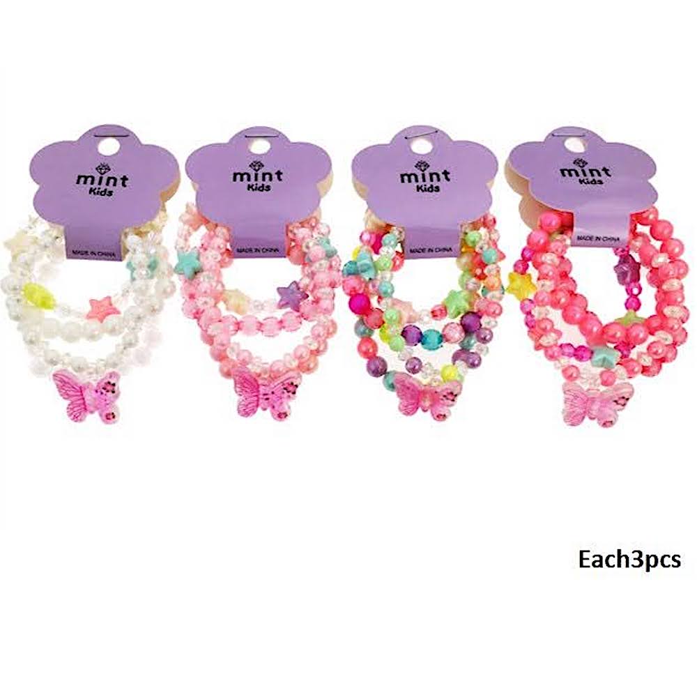 Butterfly Charm Bead Stretch Bracelet Set