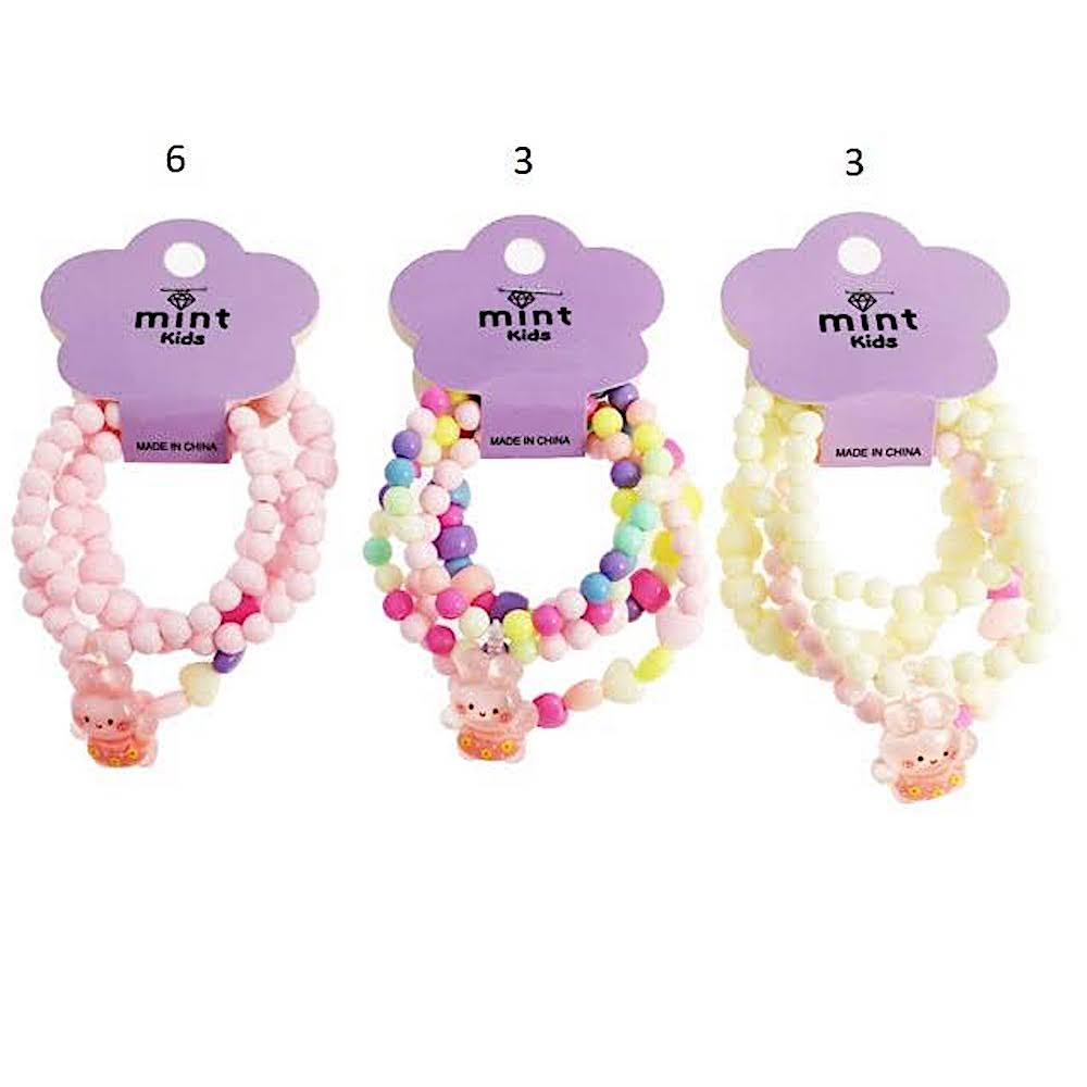 Bunny Charm Bead Stretch Bracelet Set
