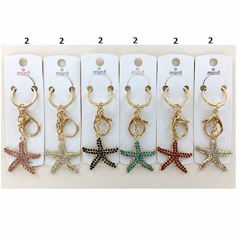 YK1011 - Rhinestone Starfish Keychain