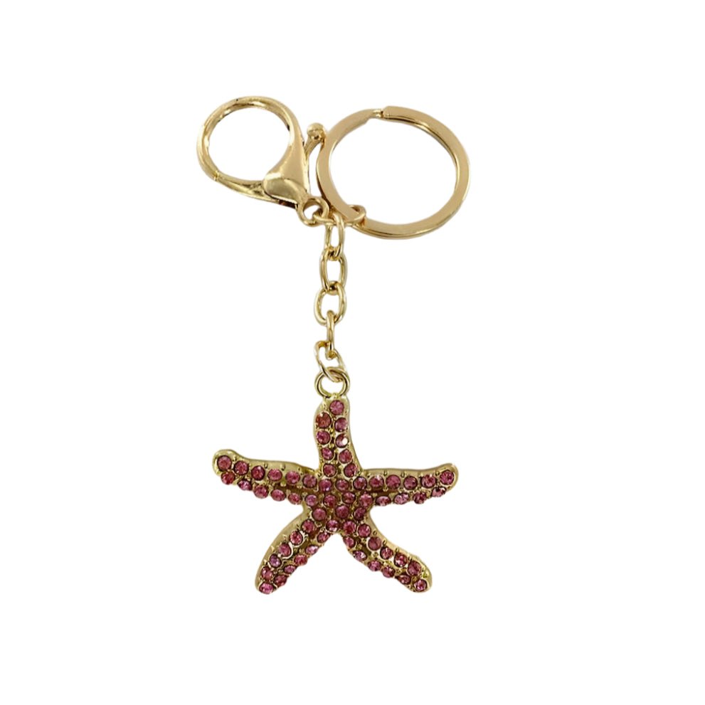 YK1011 - Rhinestone Starfish Keychain