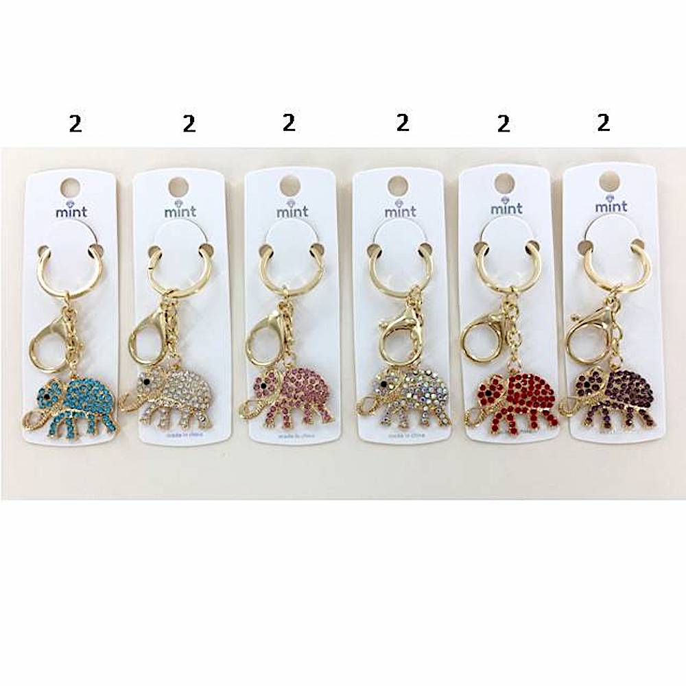 YK1019 - Rhinestone Elephant Keychain