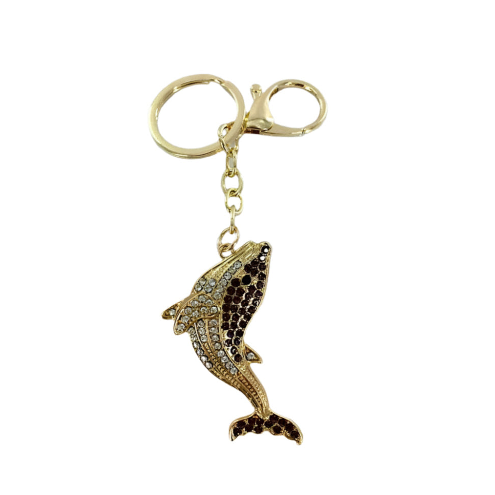 YK1036 - Rhinestone Whale Keychain