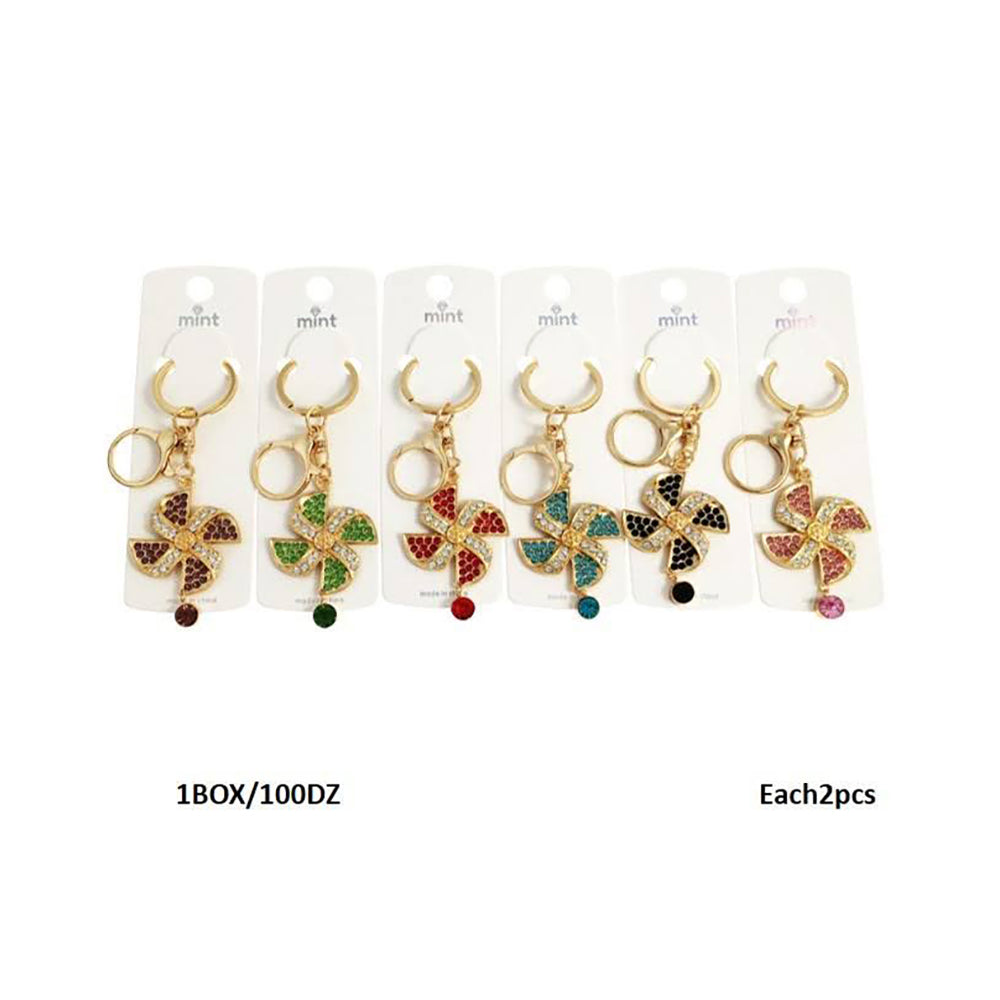 Rhinestone Pinwheel Keychain