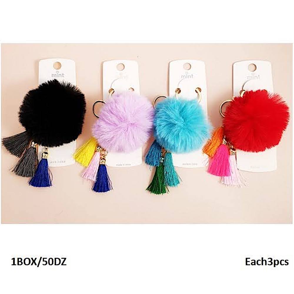 Faux Fur Pom Pom Tassel Keychain