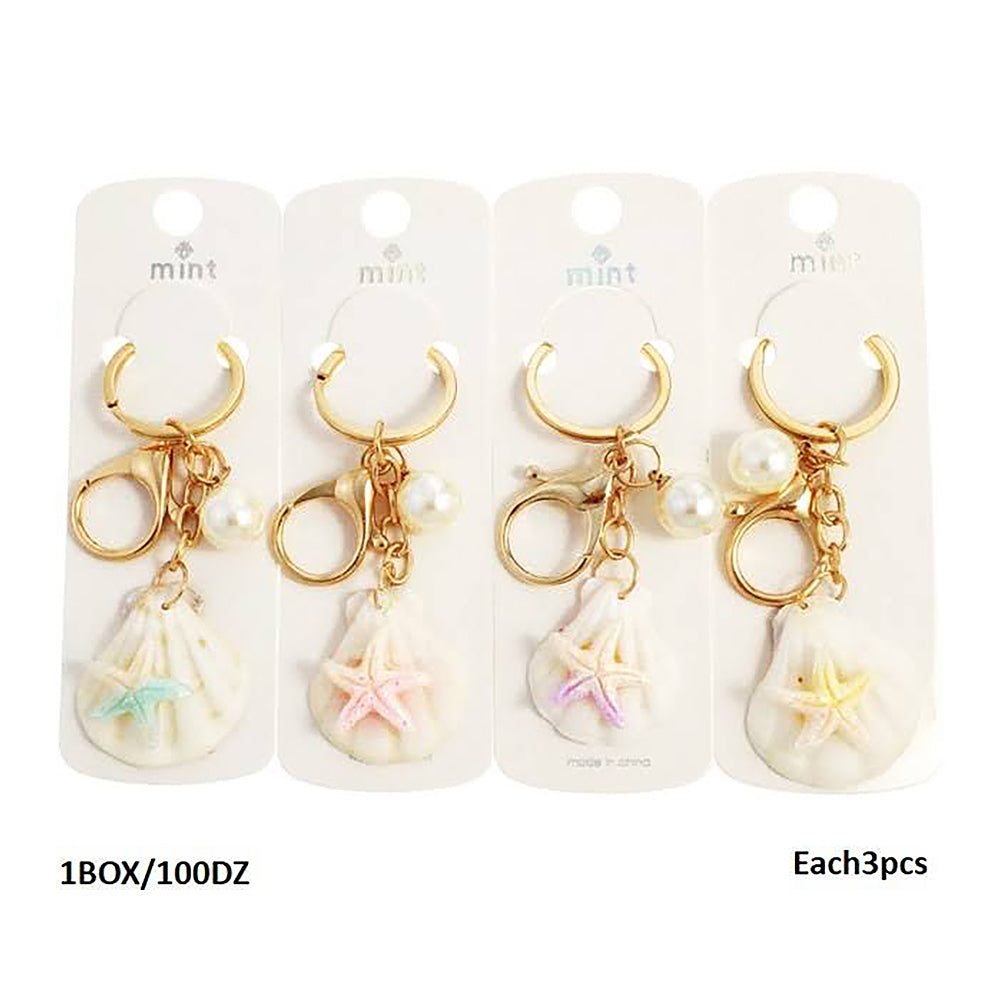 Starfish Charm On Shell Keychain