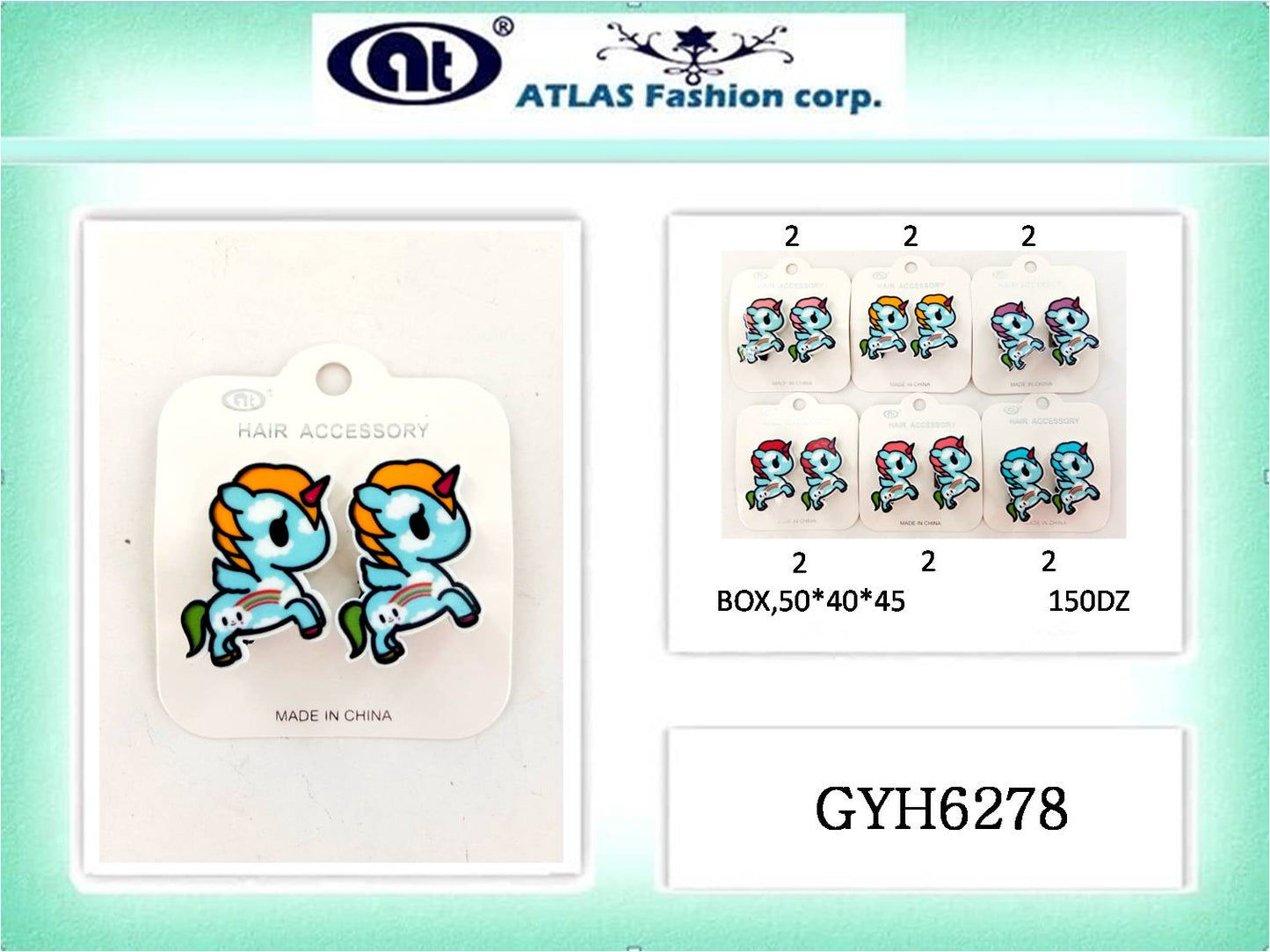 Kawaii Rainbow Unicorn Hair Clip Set