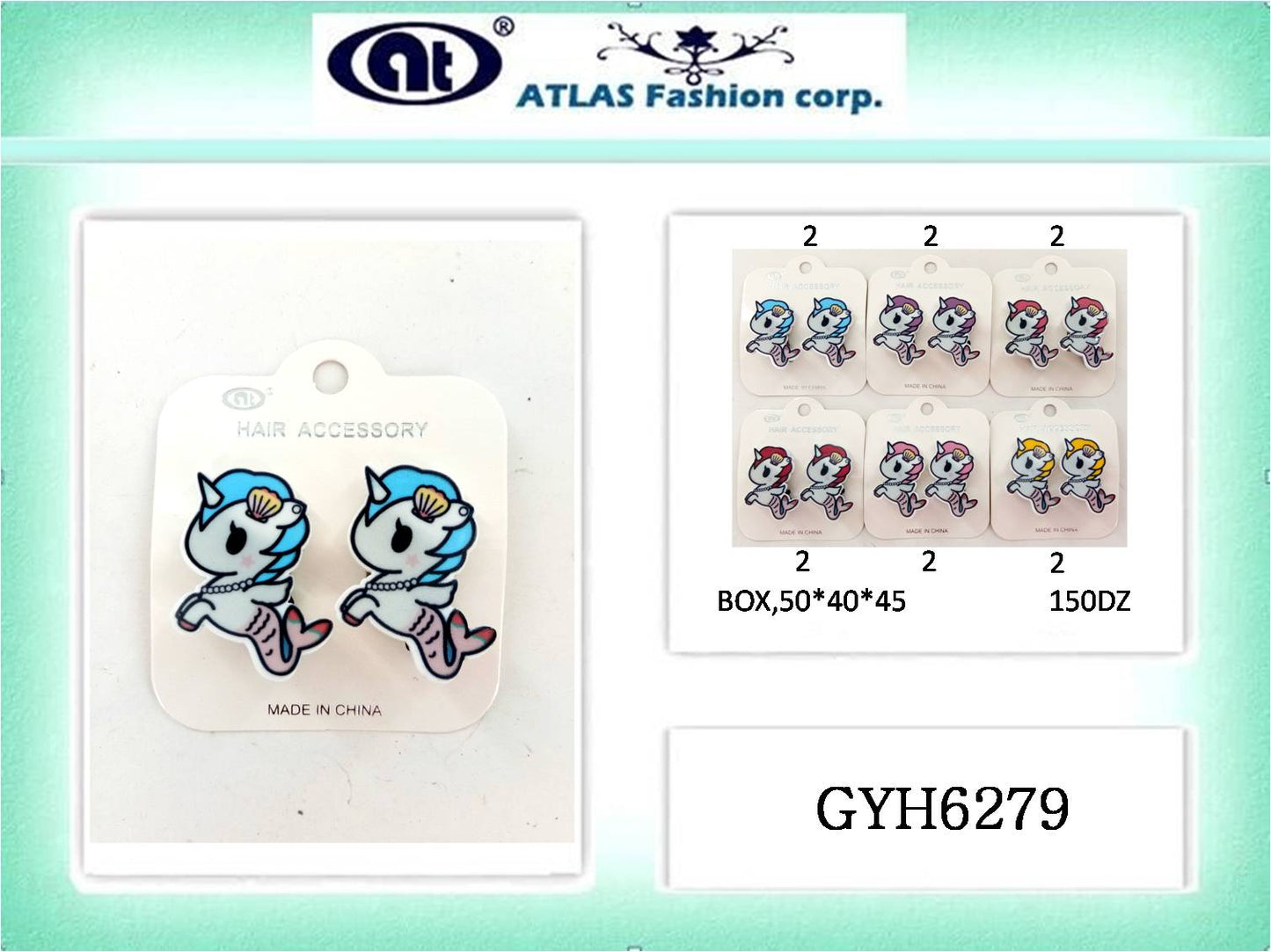 Kawaii Mermaid Unicorn Hair Clip Set